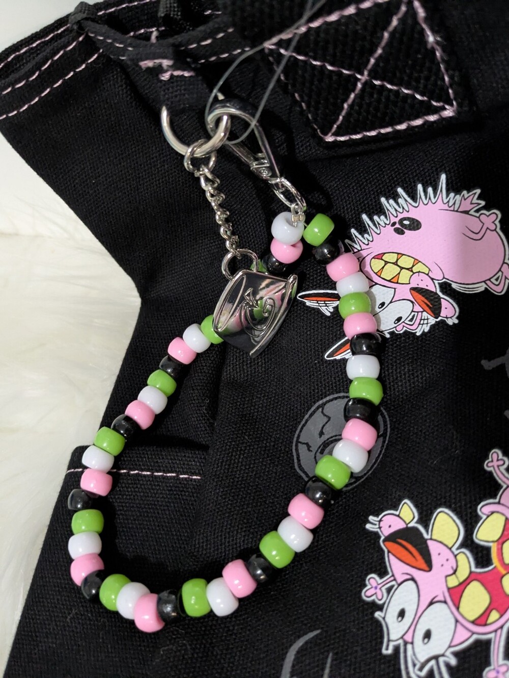 Courage The Cowardly Dog Grommet Tote Bag With Charm Cartoon Network New! - Picture 5 of 8